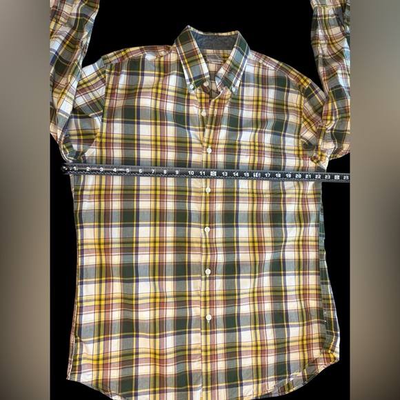 Tailored by J CREW Men’s cotton woven plaid long sleeve shirt | Size Large - Picture 3 of 9